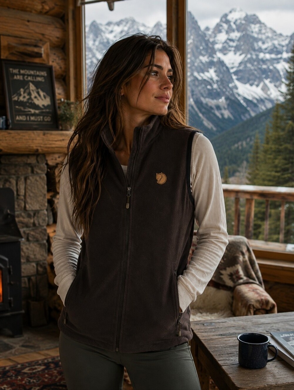 Fjällräven Vift Fleece Vest Women’s Small Brown Full Zip Outdoor Gorpcore